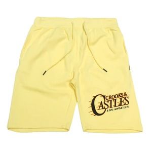 Crooks & Castles Men's LA Los Angeles Crooks Fleece Sweat Shorts in Yellow